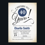 Invitation Fête du 40e anniversaire - Marine Bleu Blanc Noir<br><div class="desc">40e Anniversaire Invitation à la fête en bleu marine noir blanc avec arrière - plan crémeux rétro. Bravo à 40 ans ! Peut être personnalisé dans n'importe quelle année. S'il vous plaît,  envoyez-moi un message si vous avez besoin d'une personnalisation plus poussée.</div>