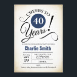 Invitation Fête du 40e anniversaire - Marine Bleu Blanc Noir<br><div class="desc">40e Anniversaire Invitation à la fête en bleu marine noir blanc avec arrière - plan crémeux rétro. Bravo à 40 ans ! Peut être personnalisé dans n'importe quelle année. S'il vous plaît,  envoyez-moi un message si vous avez besoin d'une personnalisation plus poussée.</div>