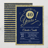 Invitation Fête du 40e anniversaire - Marine Gold TOUTE ANNÉE (Devant / Derrière)