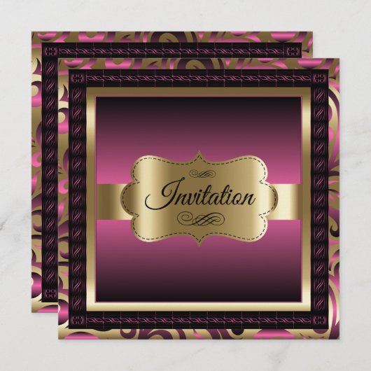 Invitation Fête du 40e anniversaire | Métal rose et or (Devant / Derrière)