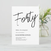 Invitation Fête du 40e anniversaire moderne blanc et noir (Debout devant)