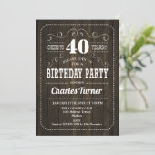 Invitation Fête du 40e anniversaire - Motif en bois Brown (Debout devant)