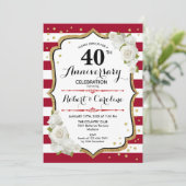 Invitation Fête du 40e anniversaire - Or blanc rouge rubis (Debout devant)