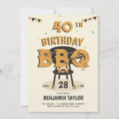 Invitation Fête du 40e anniversaire pour hommes Jardin BBQ Ru (Devant)