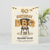 Invitation Fête du 40e anniversaire pour hommes Jardin BBQ Ru (Debout devant)