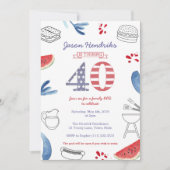 Invitation Fête du 40e anniversaire pour un barbecue en famil (Devant)