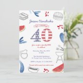 Invitation Fête du 40e anniversaire pour un barbecue en famil (Debout devant)