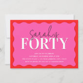 Invitation Fête du 40e anniversaire rose et rouge (Devant)