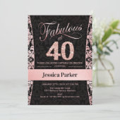Invitation Fête du 40e anniversaire - Rose Gold Black (Debout devant)