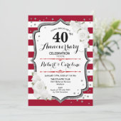 Invitation Fête du 40e Anniversaire - Rubis Rouge Blanc Argen (Debout devant)