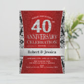 Invitation Fête du 40e Anniversaire - Ruby Red Silver (Debout devant)