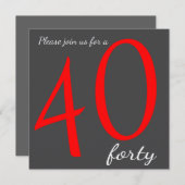Invitation Fête du 40e anniversaire | Texte do-it-yourself (Devant / Derrière)