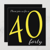 Invitation Fête du 40e anniversaire | Texte do-it-yourself (Devant / Derrière)