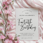Invitation Fête du 40e anniversaire | Typographie noir et bla<br><div class="desc">Ce design simple mais toujours si élégant présente une typographie moderne en noir et blanc et les mots "quarantième anniversaire" dans le script de calligraphie. Les invitations renversent vers un motif Art Déco subtil et répétitif en gris chromatique et noir. Élégants et raffinés, ces invitations de quarantième anniversaire donneront le...</div>