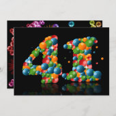 Invitation Fête du 41e anniversaire, avec bulles et balles (Devant / Derrière)