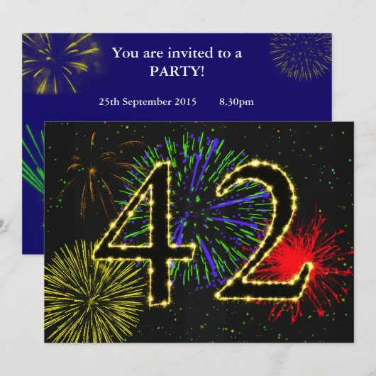 Invitation Fête du 42e anniversaire (Devant / Derrière)