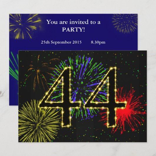 Invitation Fête du 44e anniversaire (Devant / Derrière)