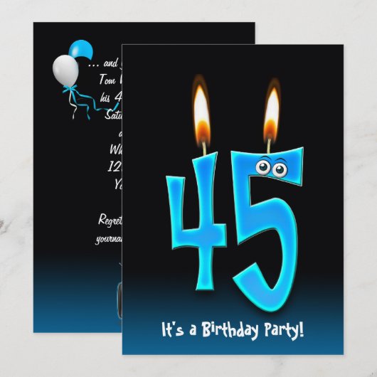 Invitation Fête du 45e anniversaire (Devant / Derrière)