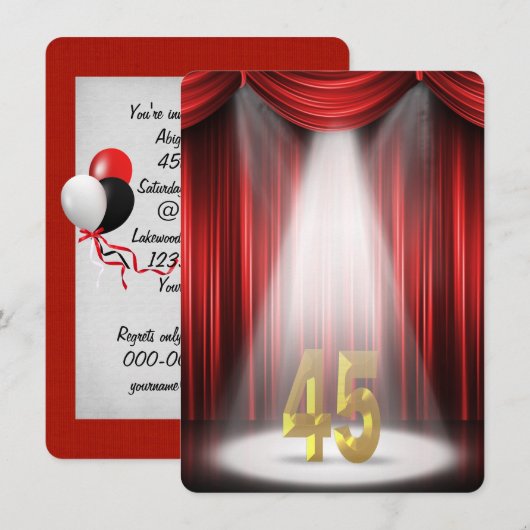 Invitation Fête du 45e anniversaire (Devant / Derrière)
