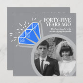 Invitation Fête du 45e anniversaire bague de saphir deux phot (Devant / Derrière)