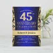 Invitation Fête du 45e anniversaire - Or bleu (Debout devant)