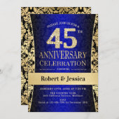 Invitation Fête du 45e anniversaire - Or bleu (Devant / Derrière)