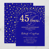 Invitation Fête du 45e Anniversaire - Or Saphir Bleu (Devant / Derrière)