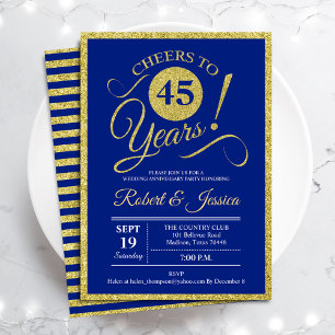 Invitation Fête du 45e Anniversaire - Saphir Bleu Or