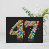 Invitation Fête du 47e anniversaire, avec bulles et balles (Debout devant)