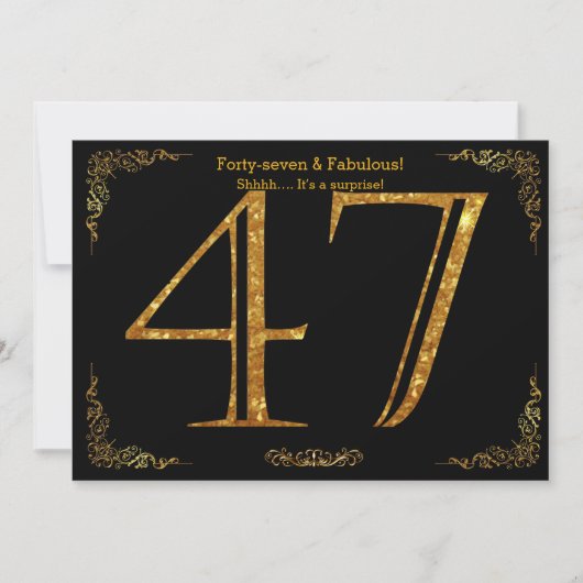 Invitation fête du 47e anniversaire, styl Gatsby, parties sci (Devant)