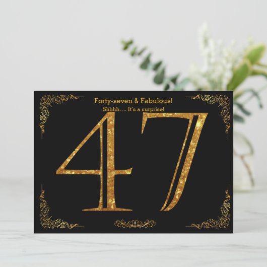 Invitation fête du 47e anniversaire, styl Gatsby, parties sci (Debout devant)