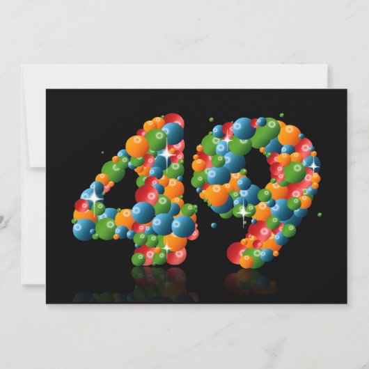 Invitation Fête du 49e anniversaire, avec bulles et balles (Devant)