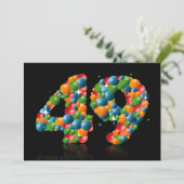 Invitation Fête du 49e anniversaire, avec bulles et balles (Debout devant)