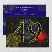 Invitation Fête du 49e anniversaire invitez (Devant / Derrière)