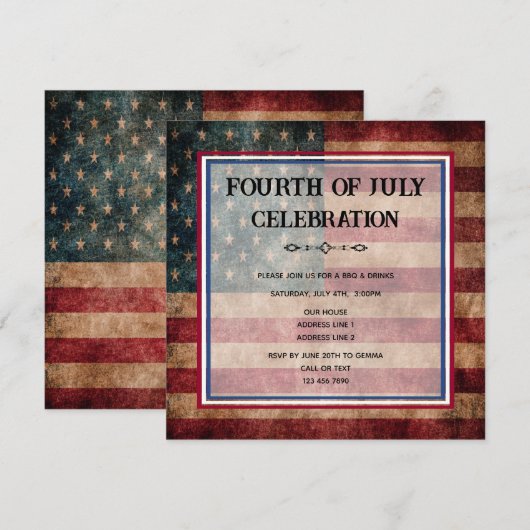 Invitation Fête du 4 juillet (Devant / Derrière)