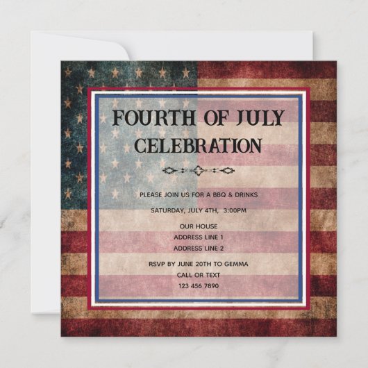 Invitation Fête du 4 juillet (Devant)