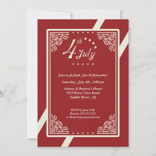Invitation Fête du 4 juillet (Devant)