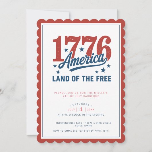 Invitation Fête du 4 juillet 1776 (Devant)