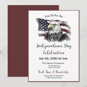 Invitation Fête du 4 juillet à l'aquarelle 