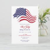 Invitation Fête du 4 juillet avec drapeau américain (Debout devant)