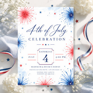 Invitation Fête du 4 juillet avec feu d'artifice