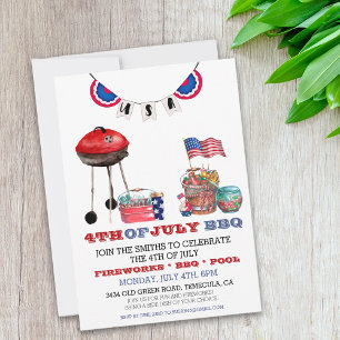 Invitation Fête du 4 juillet barbecue fête de l'indépendance