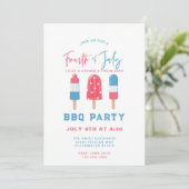 Invitation Fête du 4 juillet BBQ Backyard Rouge Blanc Bleu (Debout devant)