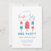 Invitation Fête du 4 juillet BBQ Jardin Rouge Blanc Bleu (Devant)