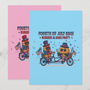 Invitation Fête du 4 juillet Burgers & Dogs Party