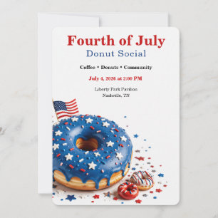 Invitation Fête du 4 juillet - Donut Social - Rouge, blanc et