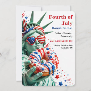 Invitation Fête du 4 juillet - Donut Social - Rouge, blanc et