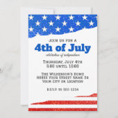 Invitation Fête du 4 juillet Drapeau américain pailleté (Devant)