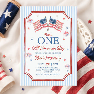 Invitation Fête du 4 juillet pour un garçon tout ce qu'il y a