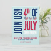 Invitation Fête du 4 juillet Rouge Blanc Bleu (Debout devant)